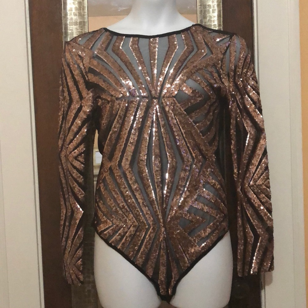 sequined sheer bodysuit